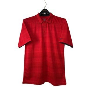 Nike Athletic Shirt Like New Mens Medium Button Black Striped Short Sleeve Polo